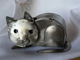 Katze Figur Rustikal Handgeferdigt Metall