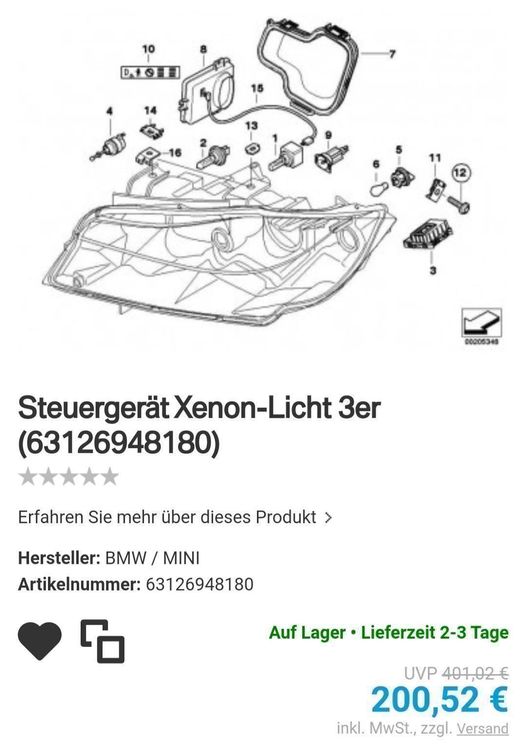 Xenon Scheinwerfer Steuergerät 6948180 für BMW 3er E90 E91 kaufen