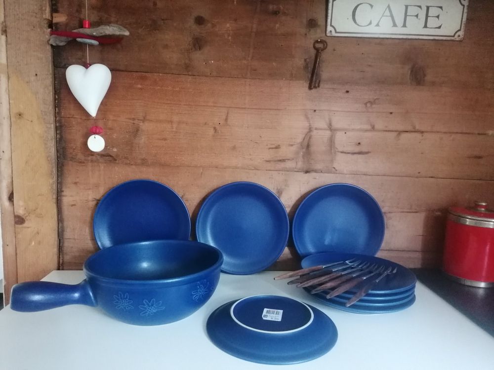Äse Fondue Set für 6 Personen. Blau Kaufen auf Ricardo