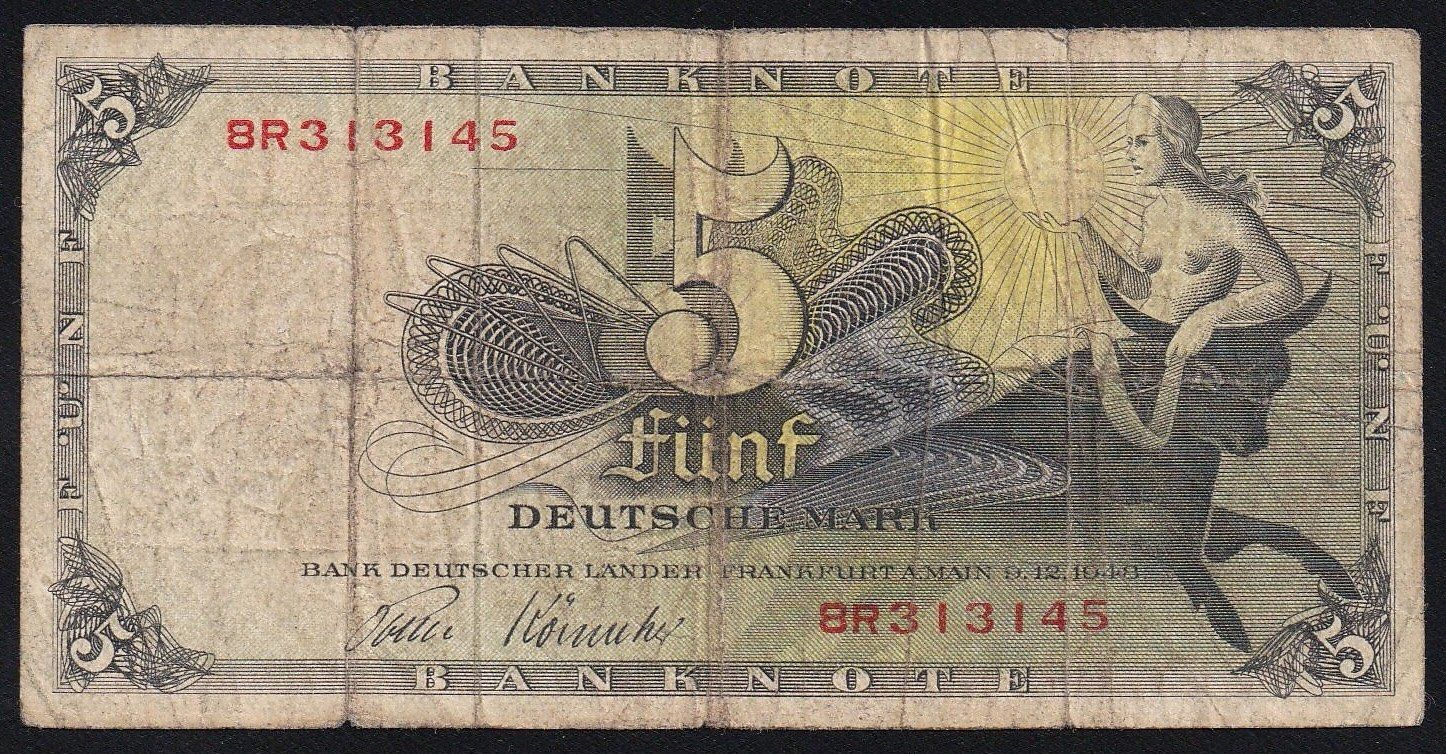 Banconote: Deutschland 5 Mark 1948 – Usato da Brugg AG venduto da banknoten_muesli
