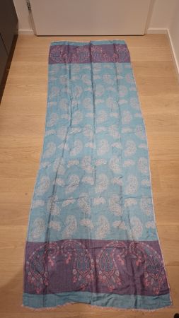 Schal – Leichter Paisley-Schal, Aqua & Lila