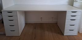 Grosser Schreibtisch weiss  190  x 70 x 73 cm