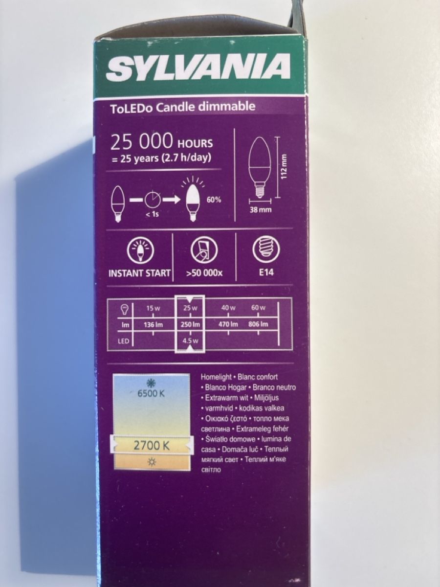 Lampade: LED Kerze Sylvania 240V 4.5W E14 dimmbar  – Nuovo e nell'imballaggio originale da Kirchleerau venduto da koerbel 3