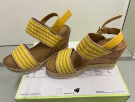 Keilabsatz Sandalen Damen Gelb Gestreift Grösse 36 ney