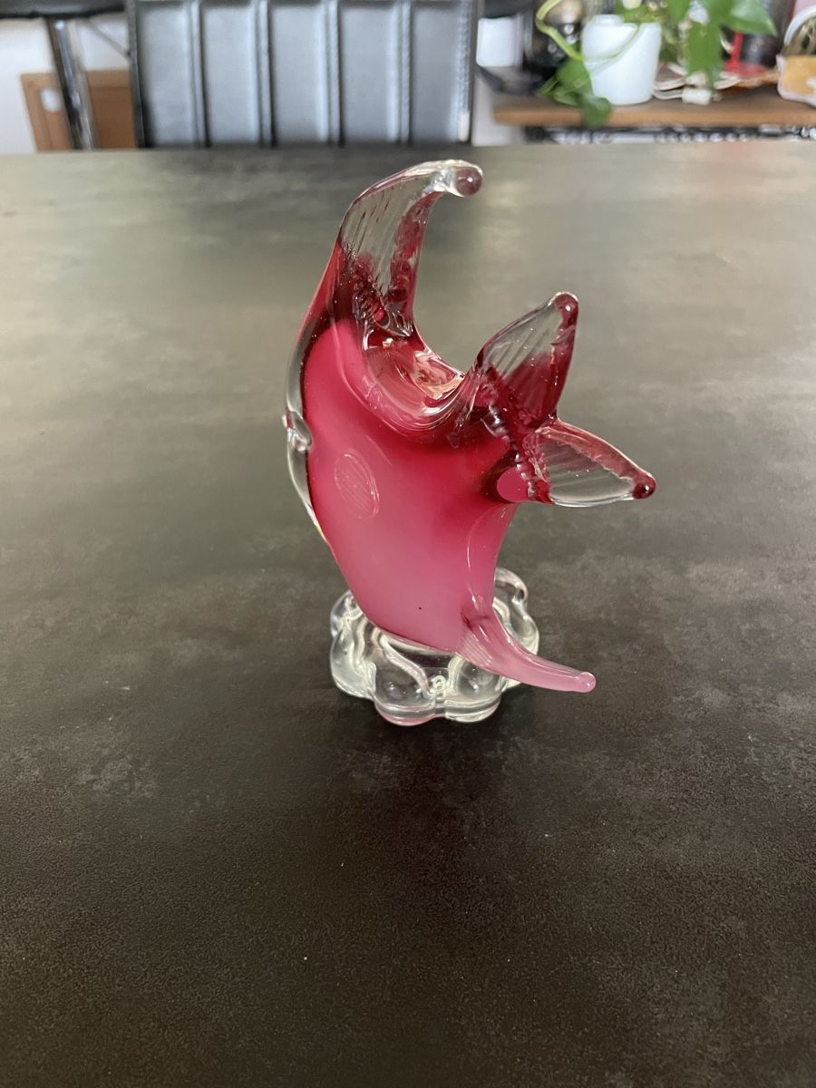 Murano Statuette: Poisson en Verre Soufflé Rose Murano – Usato da Vallamand venduto da Bricbracbroc82 2