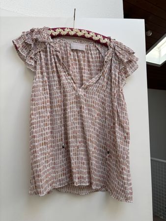 Bluse Hemisphere Cashmere gemustert kurzarm guter Zustand