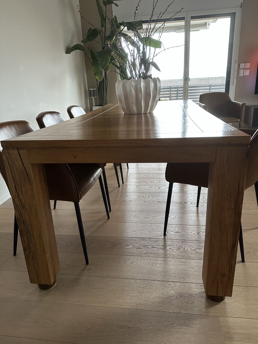 Pfister Tables: Solid Wood Dining Table Oak Brown 220x100x81/75cm – D'occasion à Obfelden par Luzerner01 1