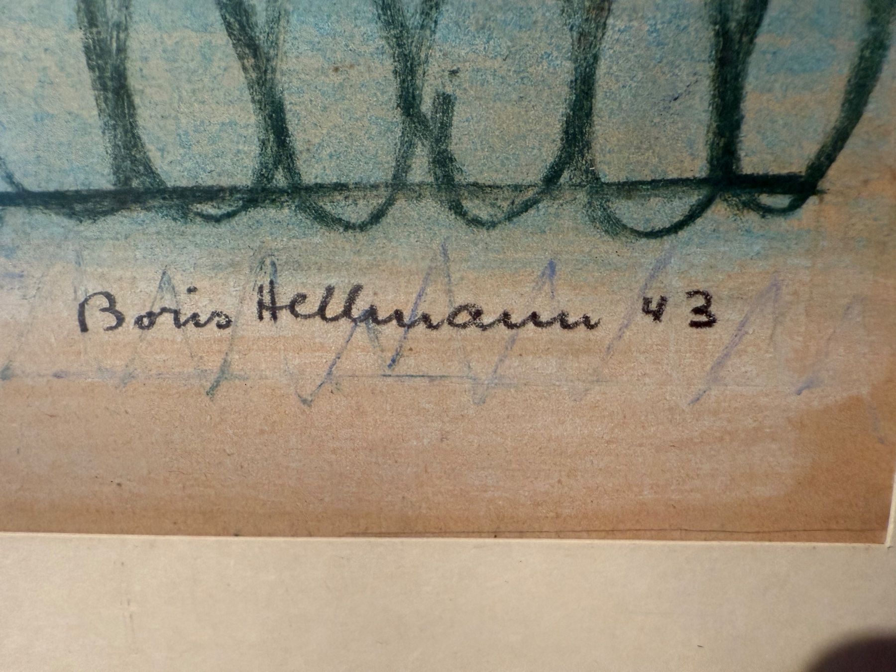 Gemälde: Original Pastell Boris Hellmann Gemälde 1943, Berglandschaft – Neu und originalverpackt aus Wöschnau von Vinsale 6