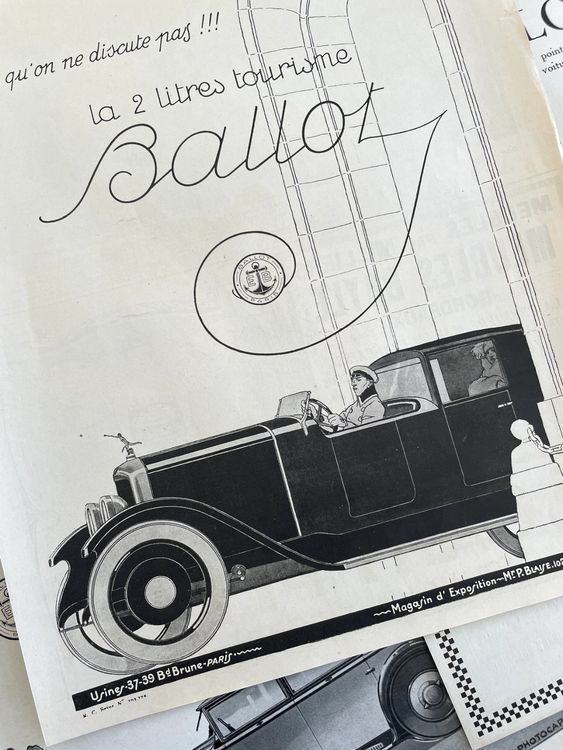 Ballot Cars 3 Alte Werbungen/Publicités 1922/28 Kaufen auf Ricardo
