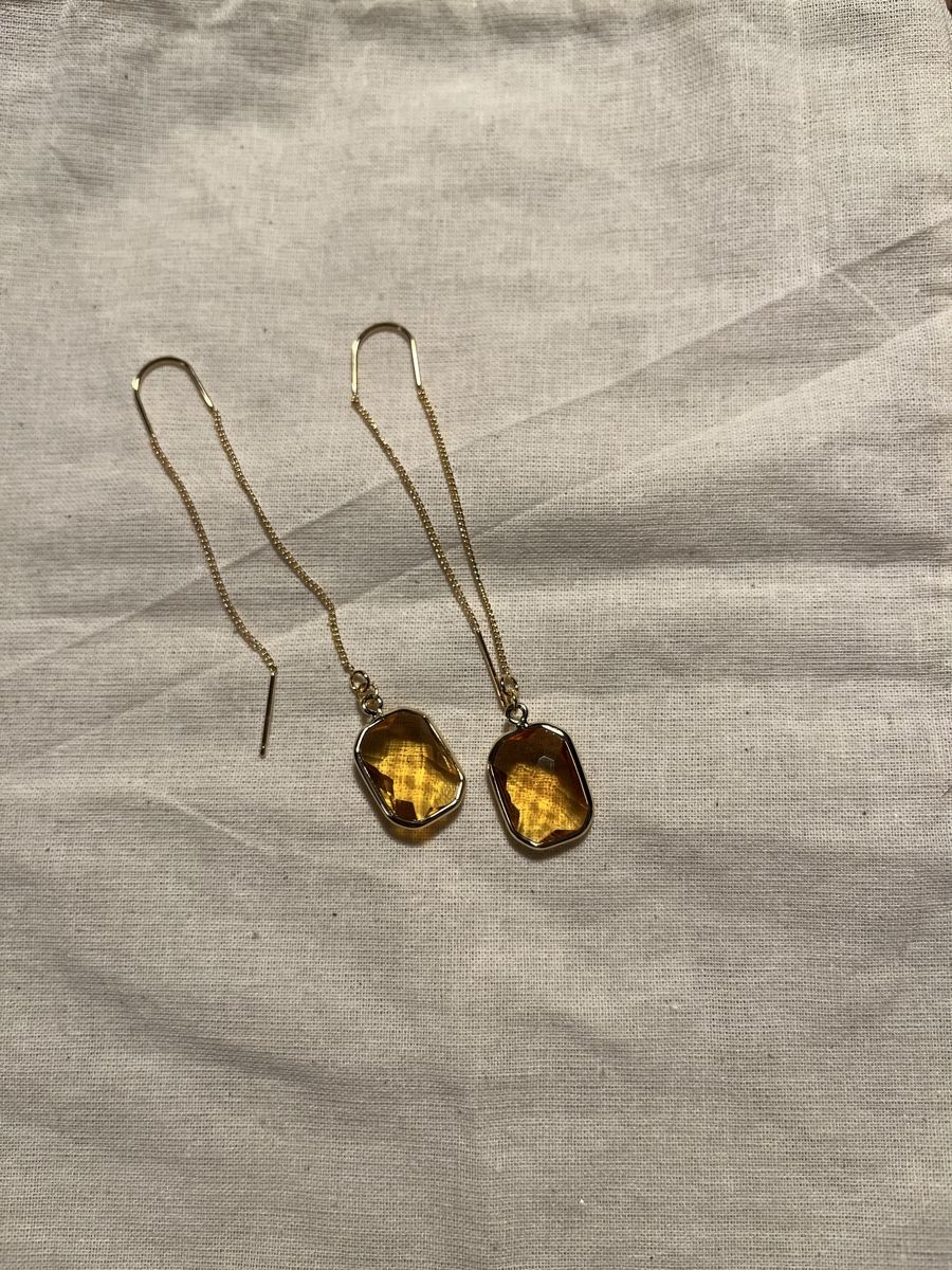 Orecchini pendenti & Orecchini a lobo: Boucles plaqué or et verre ambre – Nuovo e nell'imballaggio originale da Genève venduto da ct_fqr8