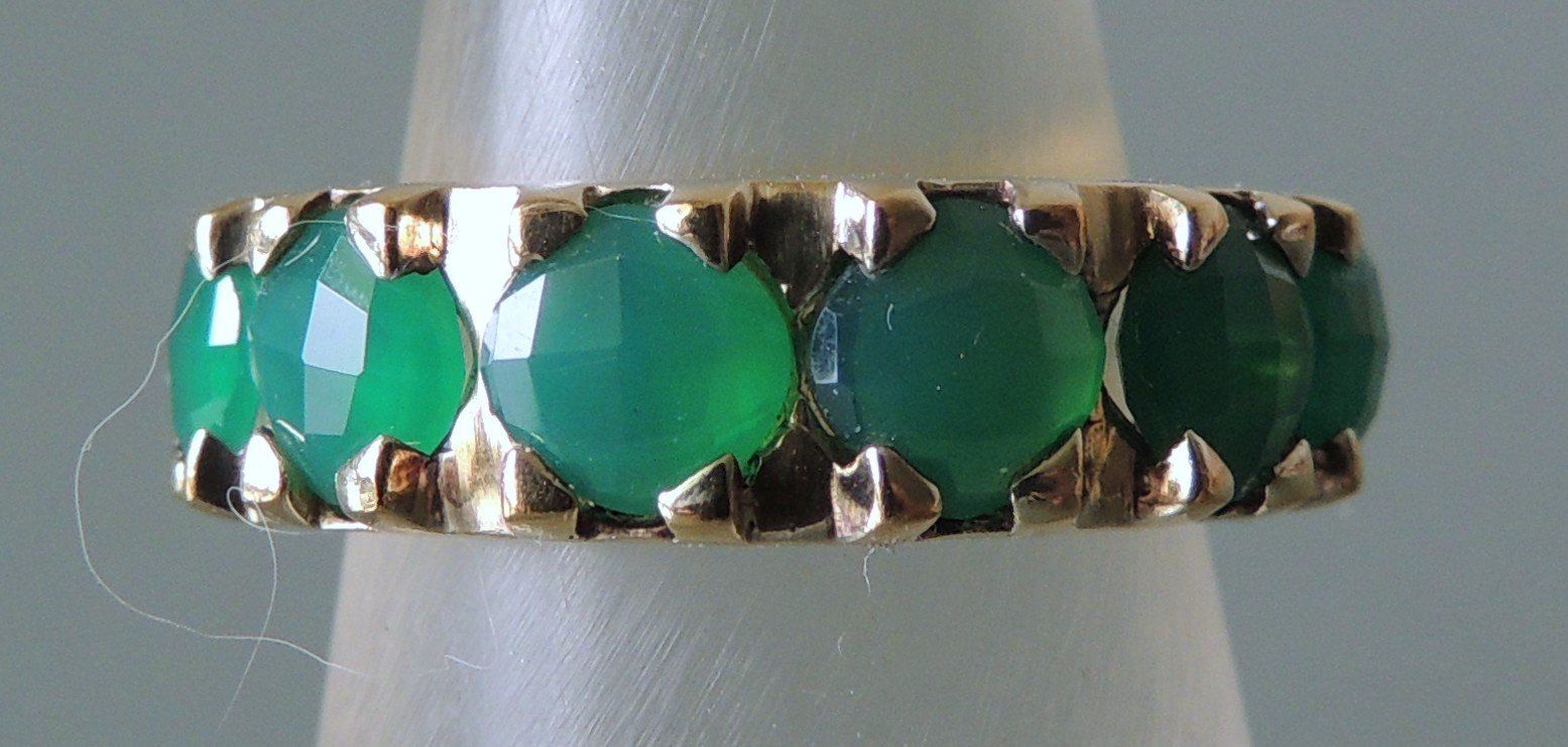 Anelli: Vergoldeter Silber 925 Fingerring mit Achat Gr. 55 – Usato da Waldenburg venduto da schaller707
