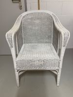 Vintage Rattan Armstuhl in weiss