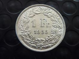 1 Fr. 1955 nur 0,19 Mio. Stück.  unz. / stgl. ungereinigt