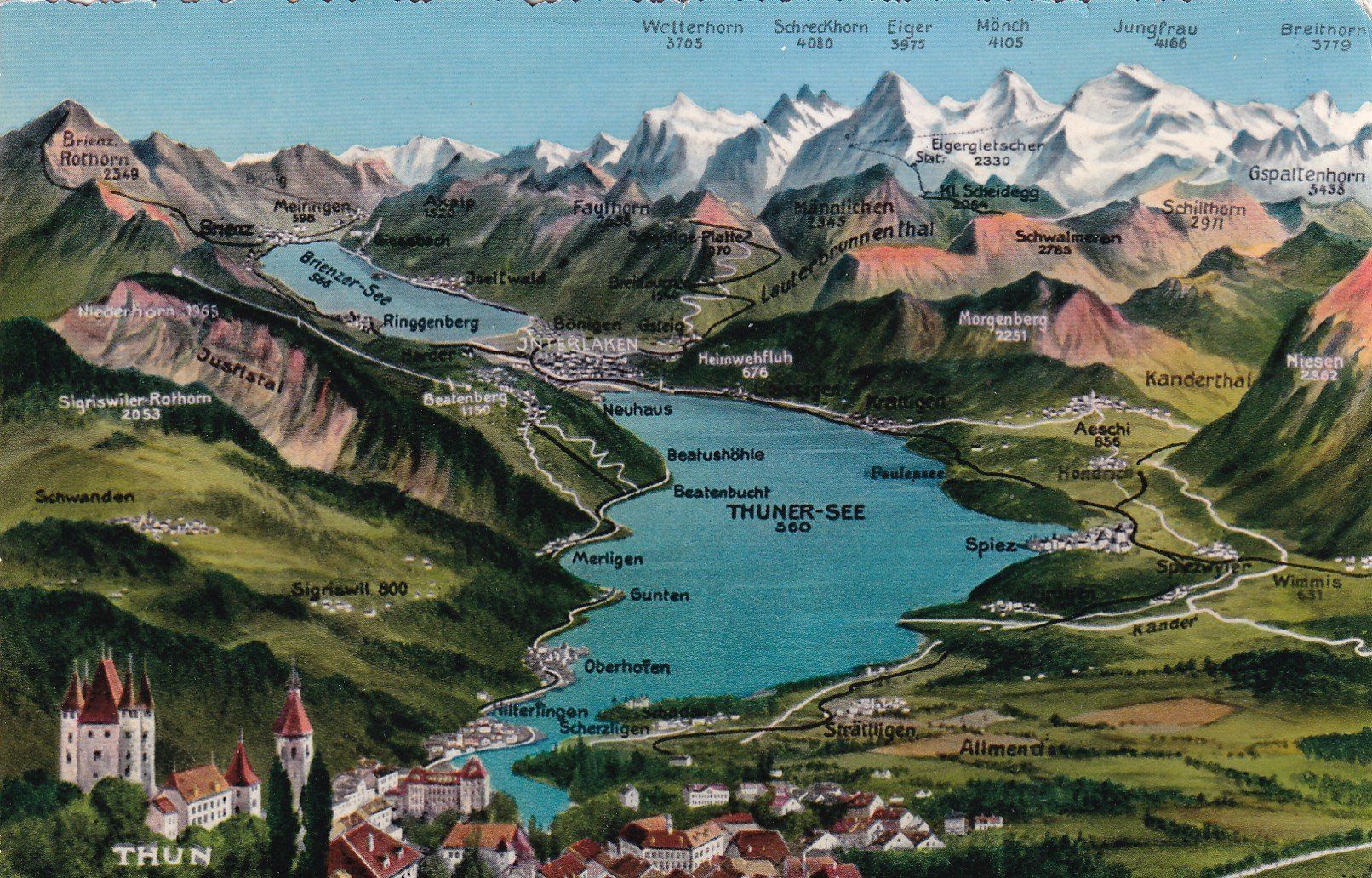 Ansichtskarten: Thun Panorama  1959 – Gebraucht aus Cormoret von Pascalll2001