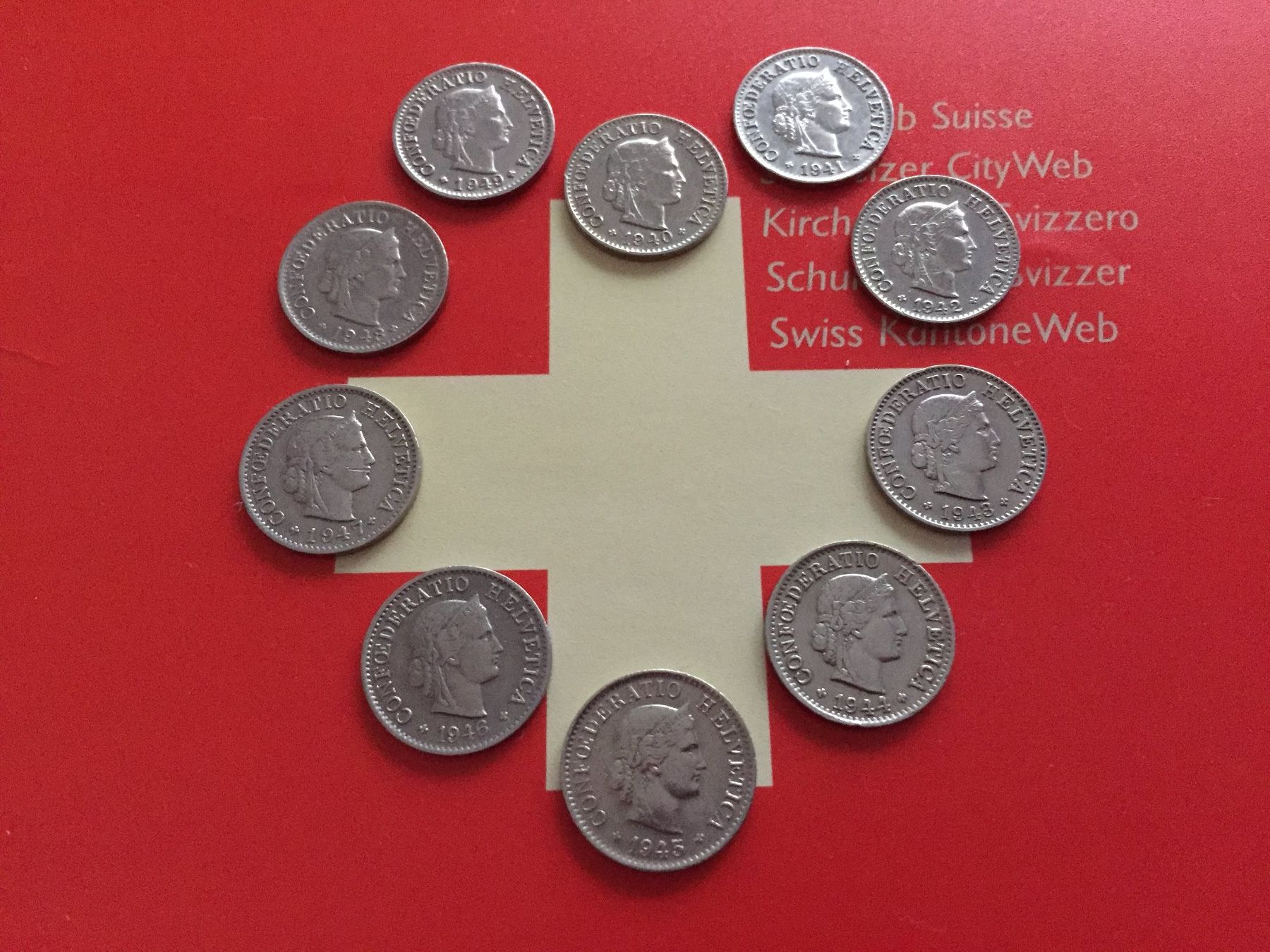 Tutti le monete: 5 Rappen 1940 - 1949 komplett – Usato da Elsau venduto da herbybay
