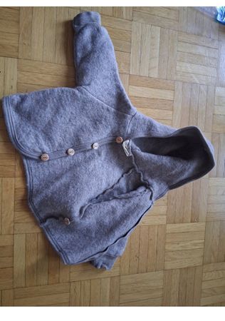 Walkjacke aus Wolle braun mit Kapuze guter Zustand