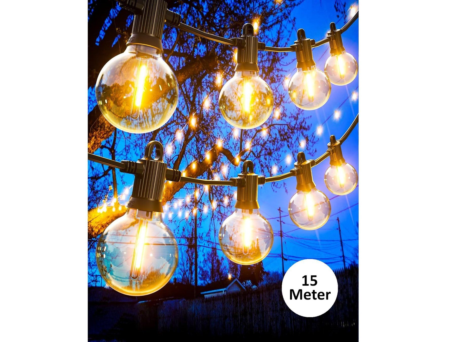 Lichterketten & Leisten: GLÜHBIRNEN LED LICHTERKETTE AUSSEN - 15 METER - 25+2 BIRNEN – Neu und originalverpackt aus Kriens von swissgadget