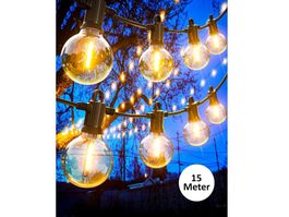 GLÜHBIRNEN LED LICHTERKETTE AUSSEN - 15 METER - 25+2 BIRNEN
