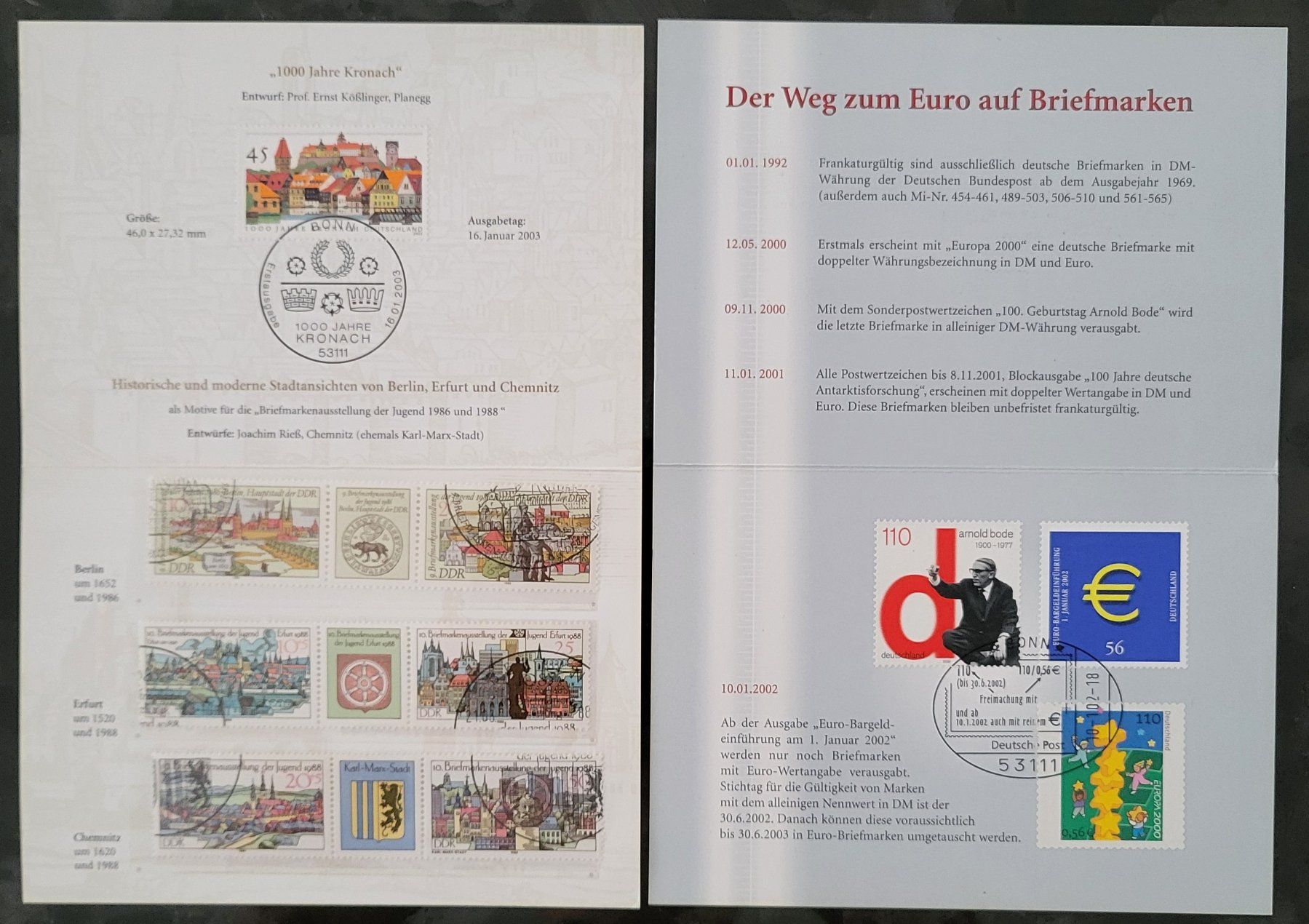 Tutti i francobolli: 10 Erinnerungsblätter der Deutschen Post – Nuovo (secondo la descrizione) da Castione venduto da Rx-stamps 6