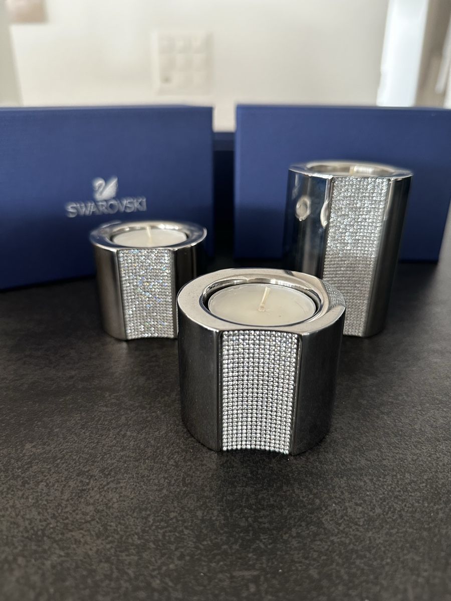 Swarovski Kerzenständer: Original Swarovski Kerzenhalter Set 3Stk – Gebraucht aus Eglisau von Brewster1