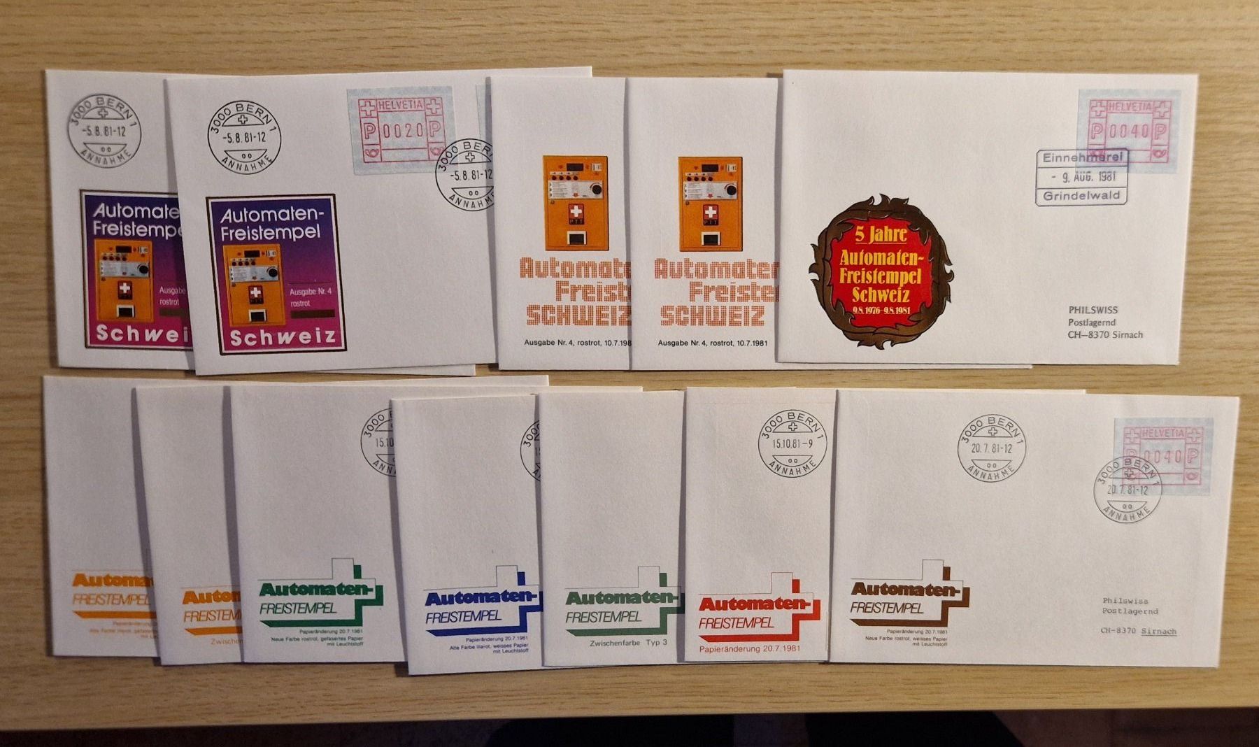 Tutti i francobolli: 12x Automaten-Freistempel – Usato da Ortschwaben venduto da Ruebezahl