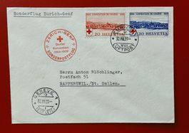 FLUGBRIEF ZÜRICH GENF CONVENTION GENEVE 240 RAPPERSWIL 1939