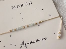 Bracelet mois de naissance - Aigue marine pour mars