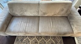 Corduroy Sofa in Beige Two Seater - Soft and Comfortable 