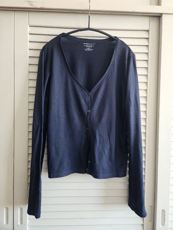 Majestic Filatures Paris cardigan bleu coton/cachemire 