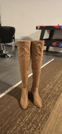 Damens Overknee Stiefel Beige 36