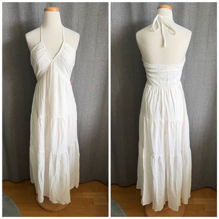 Weisses Neckholder Kleid aus Baumwolle, Grösse M, neu