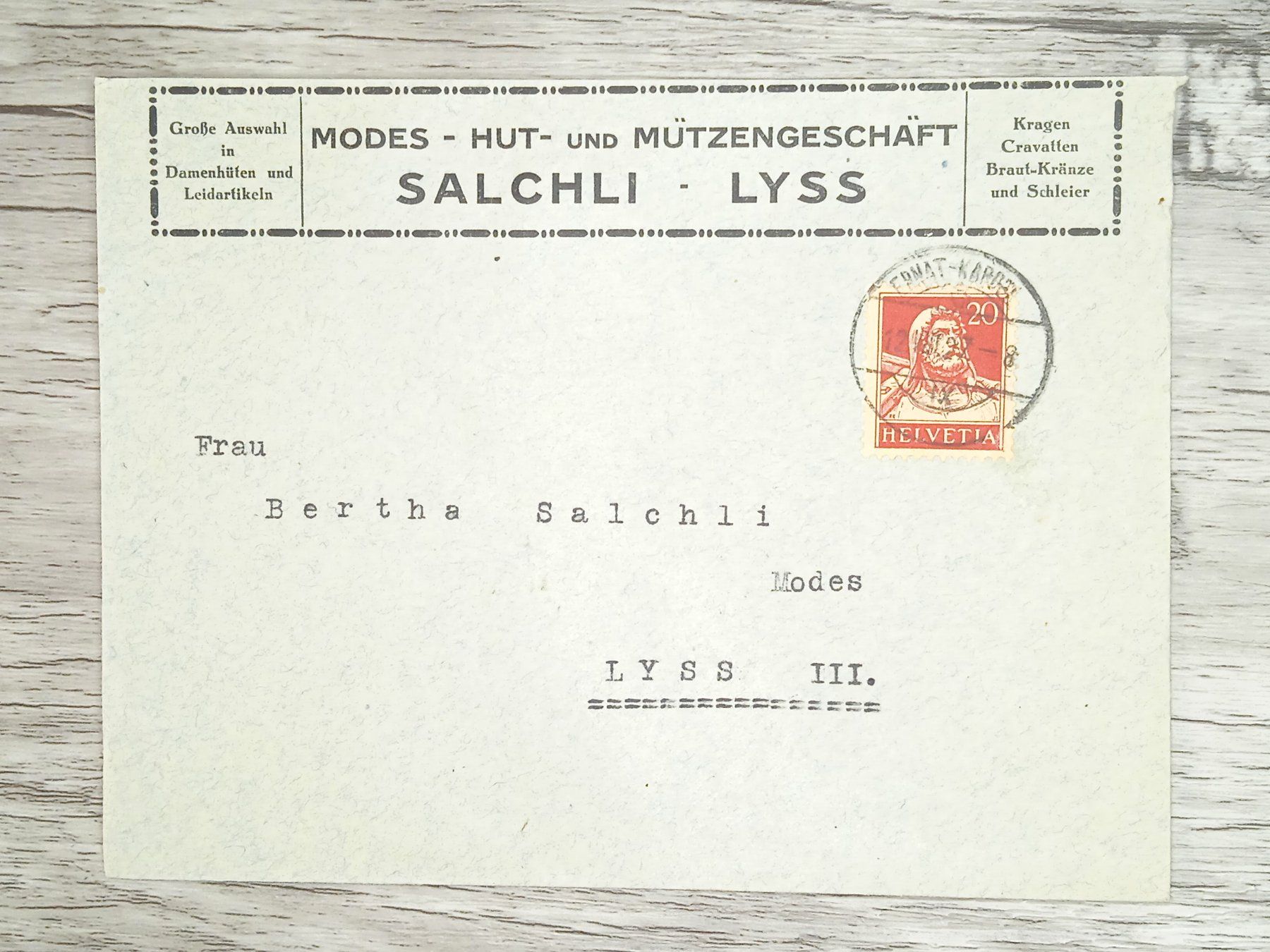Alle Briefmarken: TR20 Enveloppe + Timbre Suisse 1927 – Gebraucht aus Cousset von Patrick_Collections