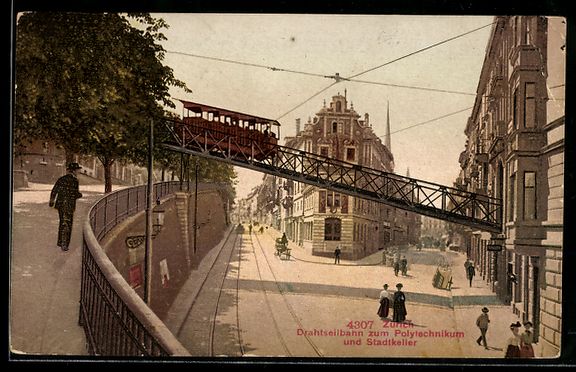 Ansichtskarten: Zürich, Drahtseilbahn zum Polytechnikum – Gebraucht aus Berlin von bartko-reher