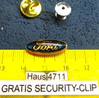 FORD AUTO LOGO GLASIERT SCHMUCK-PIN KLEIN MIT SECURITY-CLIP