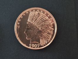 USA 1 Oz .999 Copper, Indian Head 1907