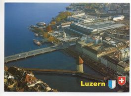 LUZERN Flugaufnahme neuer Bahnhof, Einweihung Februar 1991