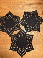 3er Set Filz Untersetzer, Herbst Deko, Schwarz, Neu!