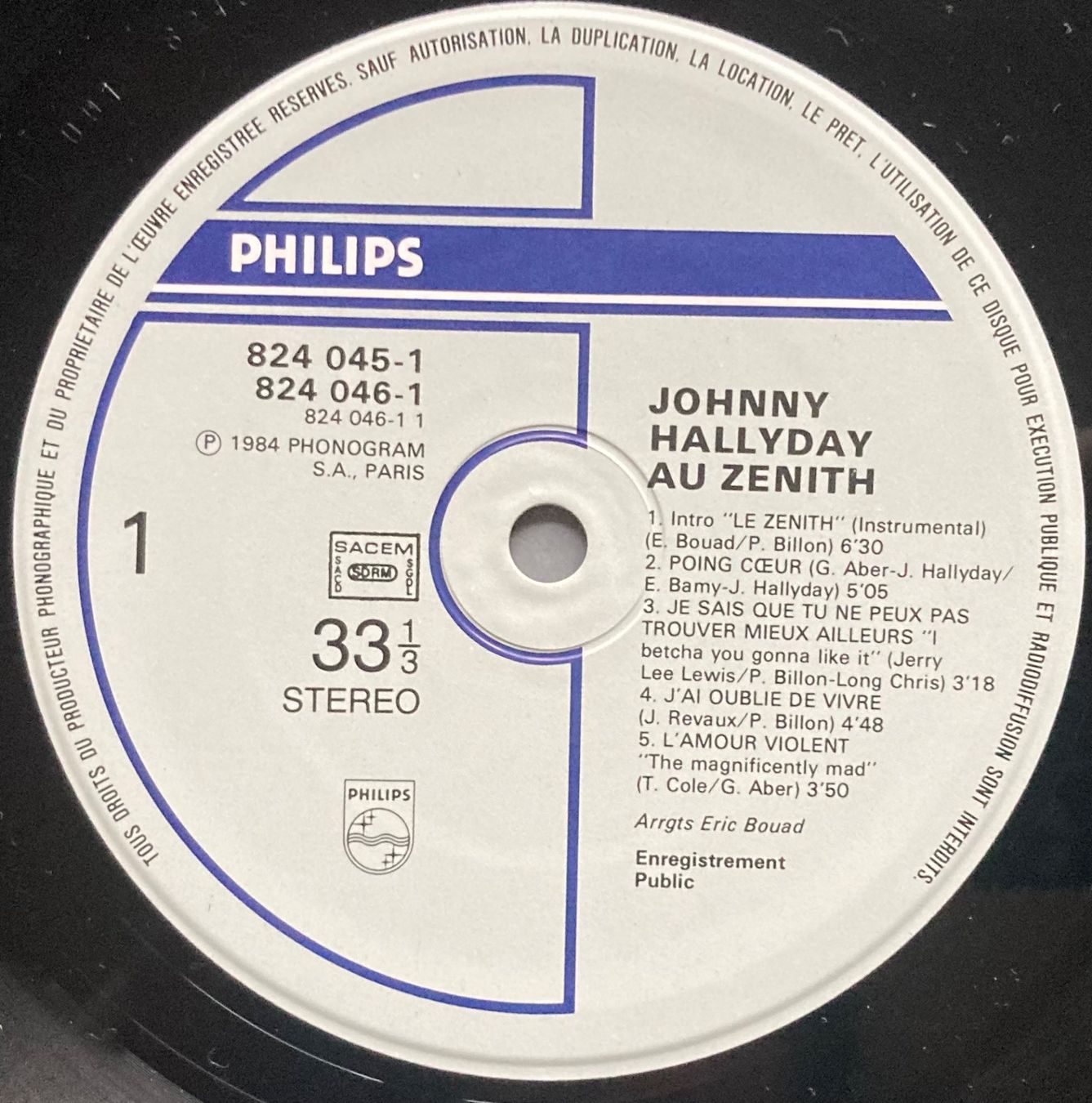 Dischi in vinile: JOHNNY HALLYDAY - AU ZENITH – Usato da Poliez-Pittet venduto da Newtown-Records 2
