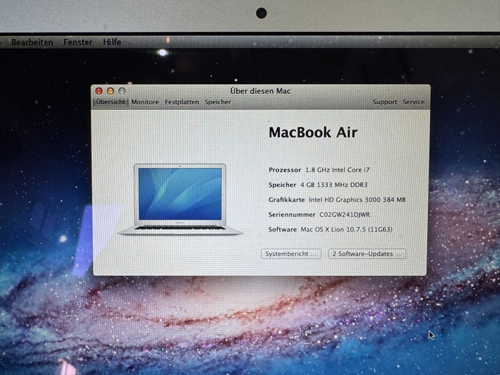 Apple Notebook: MacBook Air 13" i7, 4GB RAM, 2011 – Usato da Schlieren venduto da p-vogt11 4