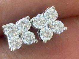 Luxus Elegante Zirkonia Ohrstecker Ohrschmuck  Farbe:Silber