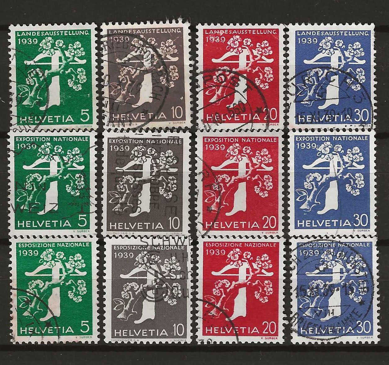 Tutti i francobolli: CH228 - Expo 39 228-239 obl. – Usato da Trélex venduto da Phil_Albert