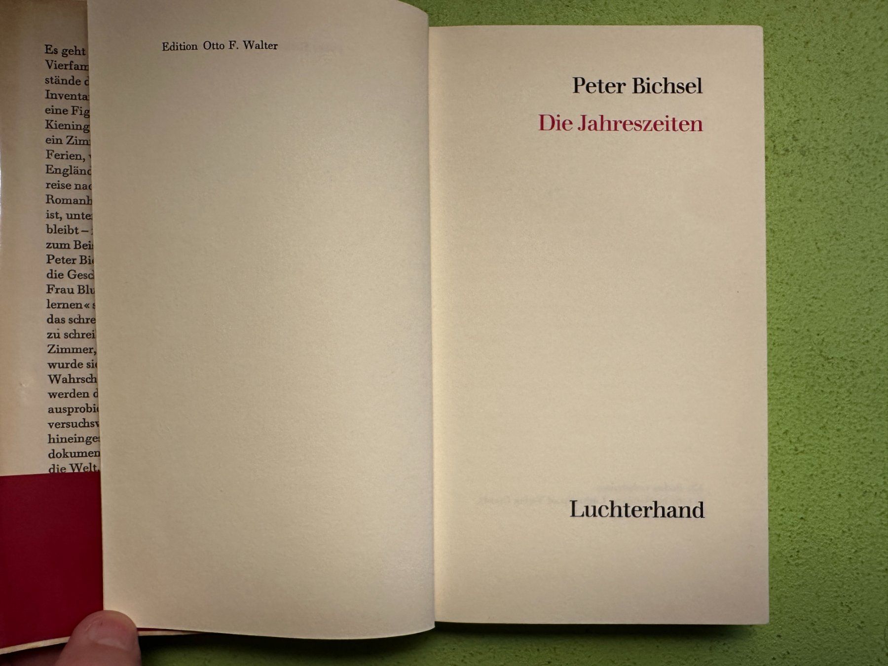 Libri: Peter Bichsel: Die Jahreszeiten. – Usato da Zürich venduto da allp 2