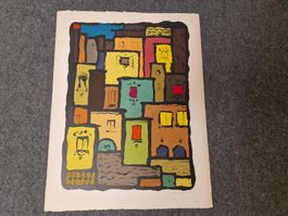 Litho Häuser Signiert