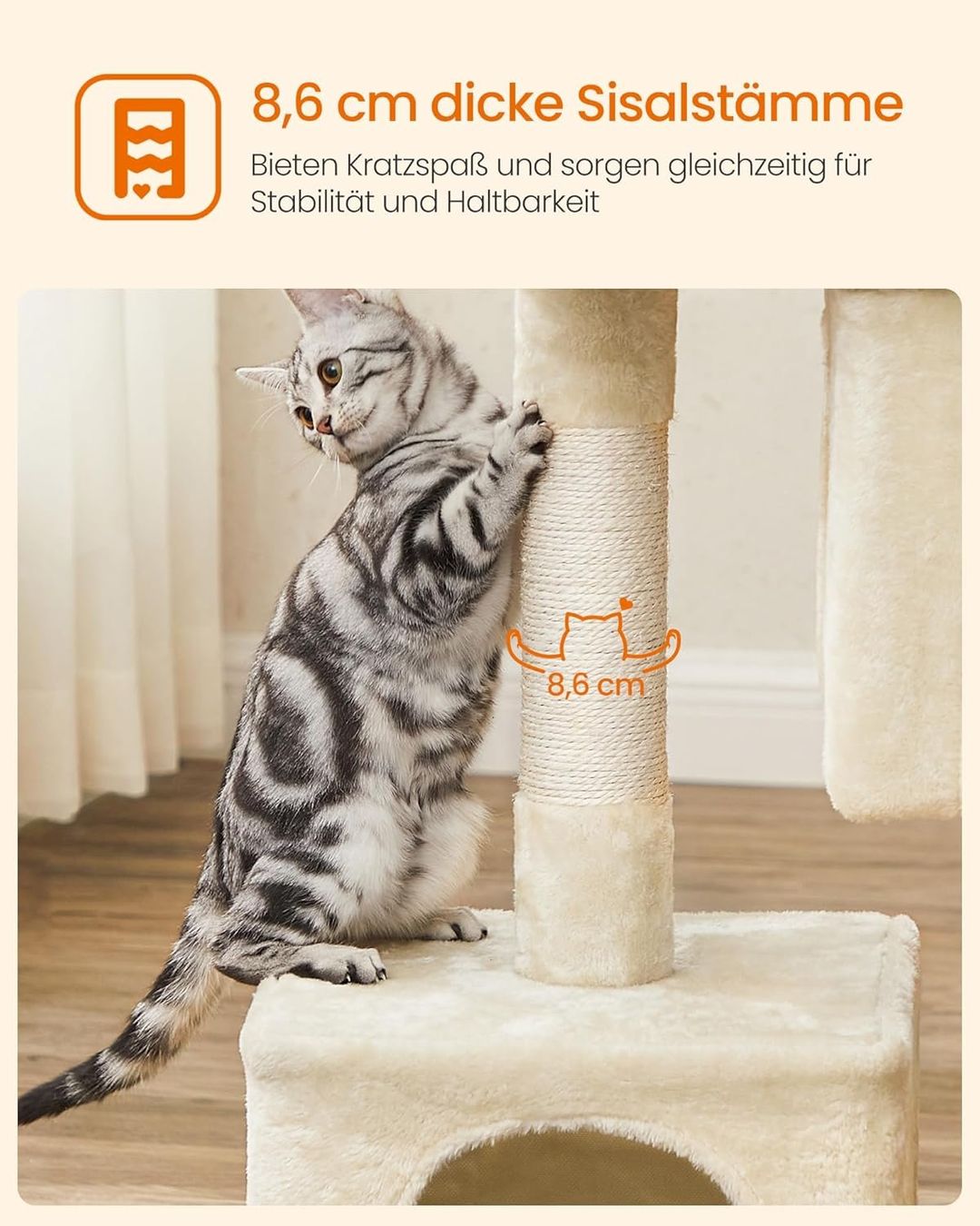 Katzenbaum - Kratzbaum: FEANDREA Kratzbaum 84 cm beige – Neu und originalverpackt aus Bottighofen von zaap 3