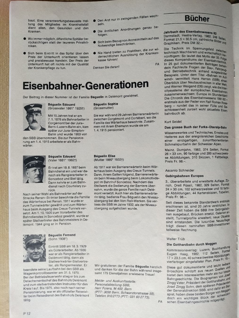 Riviste & Magazine: SBB CFF FFS Nachrichtenblatt von 1983 – Usato da Schwanden Sigrisw venduto da pho_2mc9 4