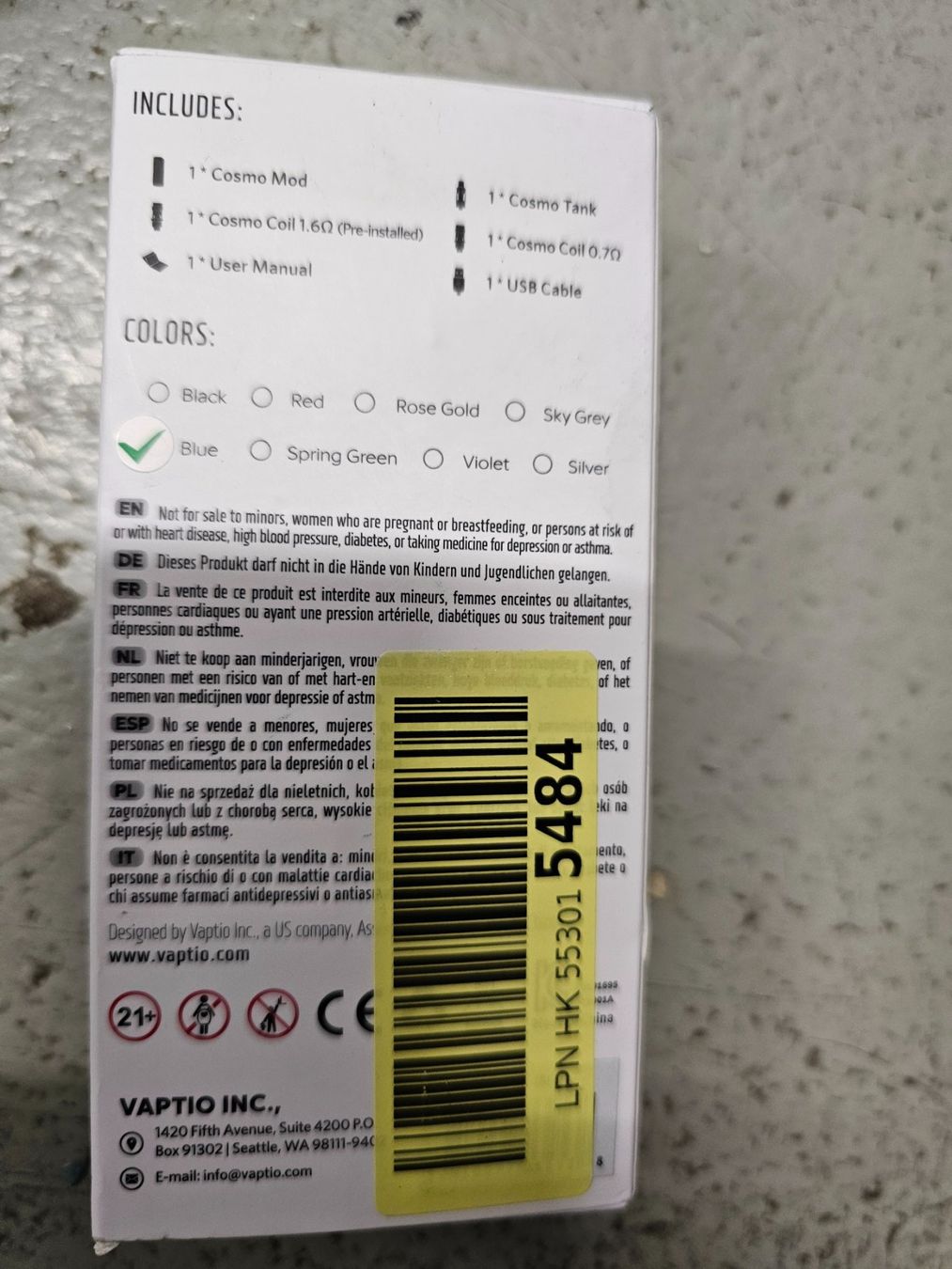 Sonstige Tabakwaren: Vaptio Cosmo Kit E-Zigarette – Neu & OVP – Neu und originalverpackt aus Affoltern am Albis von hwulf 1