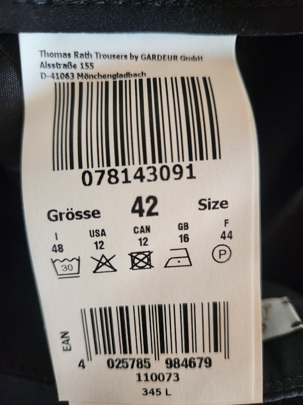 Pantaloni: Pantalon Thomas Rath noir taille 42  – Usato da Niedergösgen venduto da Eva2410 7