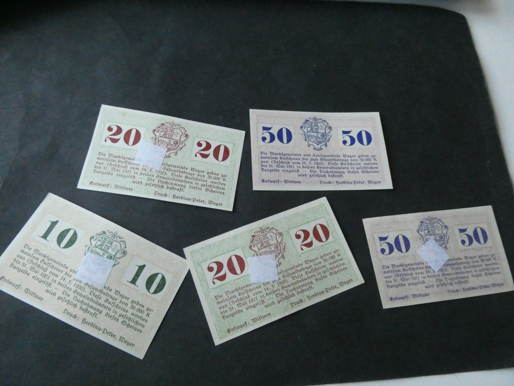 Banknoten: Oesterreich, Weyer - Notgeldscheine – Gebraucht aus Hinterforst von Rohusri 1