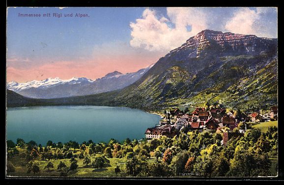 Cartoline postali: Immensee, Panoramablick mit Rigi und Alp – Usato da Berlin venduto da bartko-reher