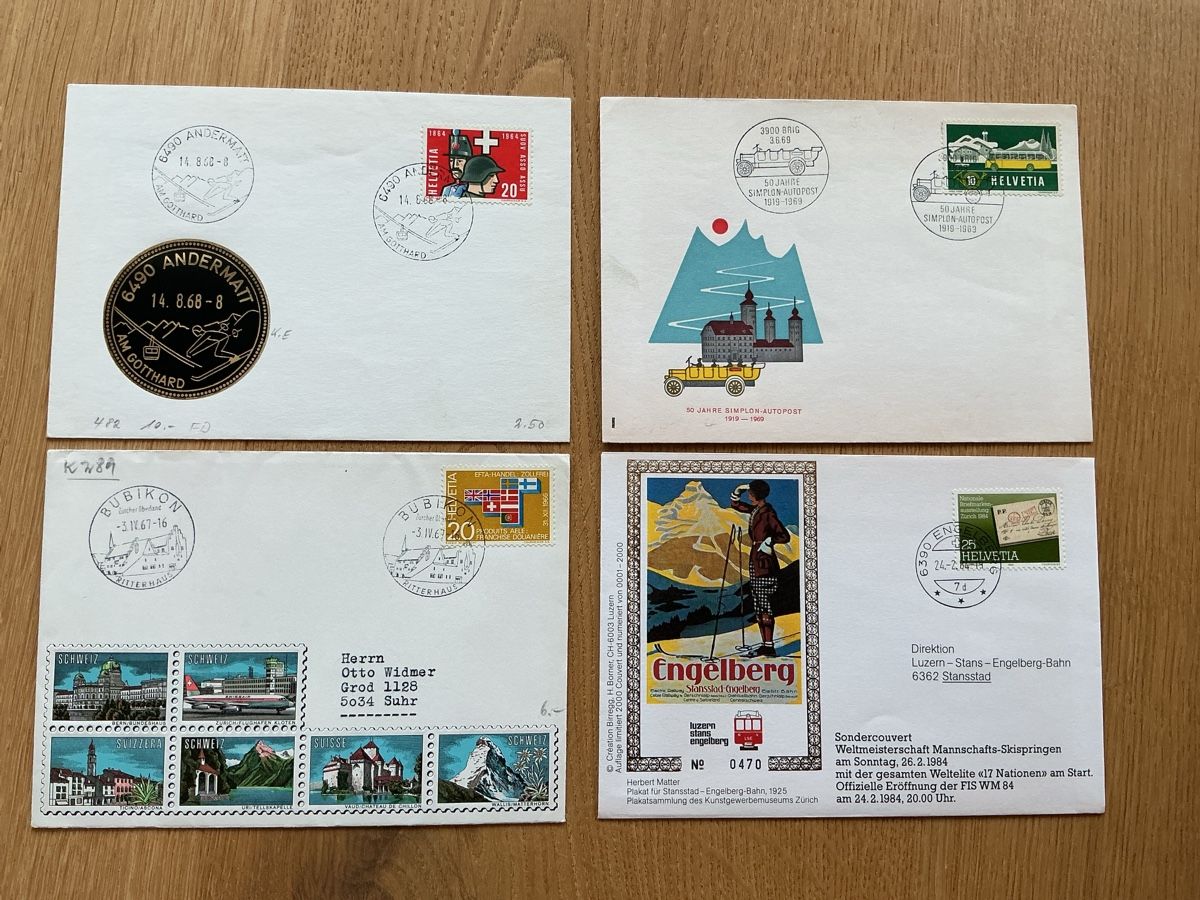 Alle Briefmarken: 9 verschiedene Jubiläumscouverts  – Gebraucht aus Glarus von die_5yzq 1